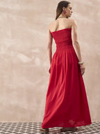 InWeave Red Solid Off Shoulder Dress - Distacart