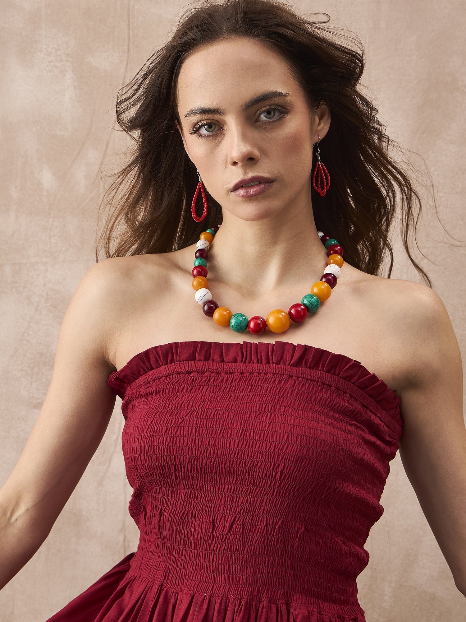 InWeave Maroon Solid Off Shoulder Dress - Distacart