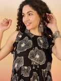 InWeave Black Beige Swril Short Dress - Distacart