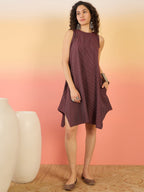 InWeave Wine Kantha R Neck W/S Dress - Distacart