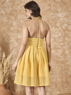 InWeave Yellow Georgette Backless Dress - Distacart