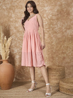 InWeave Peach Georgette Sweetheart Dress - Distacart
