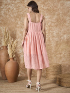InWeave Peach Georgette Sweetheart Dress - Distacart
