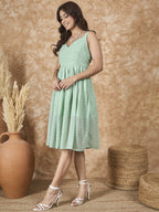 InWeave Mint Green Georgette Sweetheart Dress - Distacart