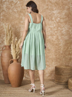 InWeave Mint Green Georgette Sweetheart Dress - Distacart