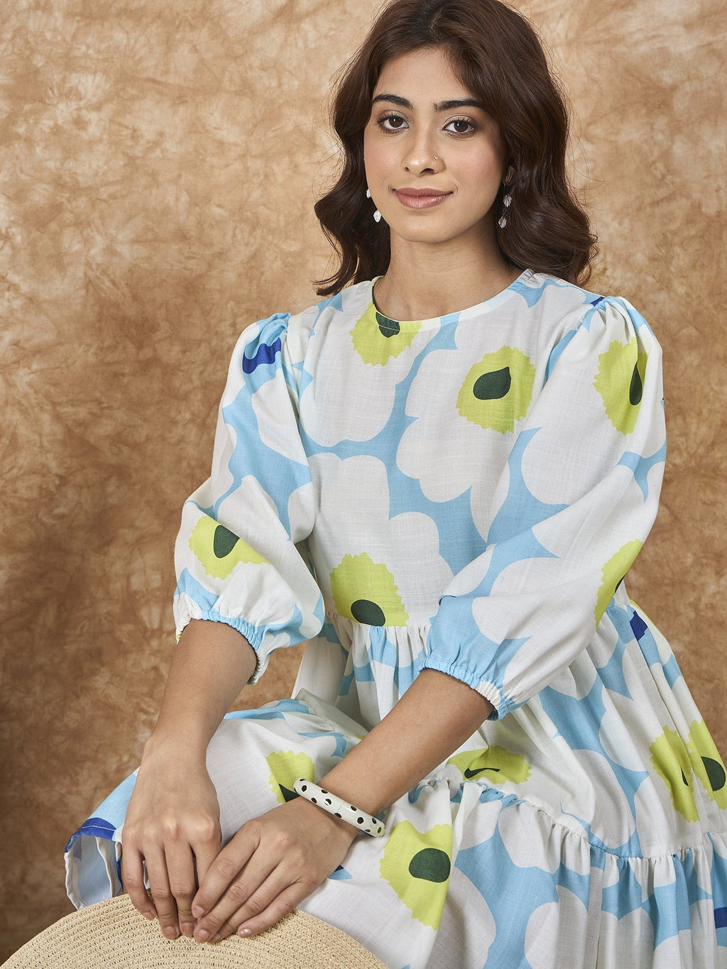 InWeave Sky Blue Big Print Short Dress - Distacart