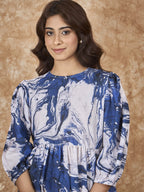 InWeave Navy White Tie Dye Short Dress - Distacart