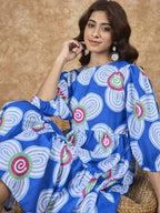 InWeave Blue White Flower Short Dress - Distacart