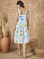 InWeave Sky Blue Big Print Sweetheart Dress - Distacart