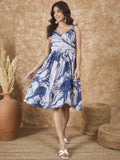 InWeave Navy White Tie Dye Sweetheart Dress - Distacart