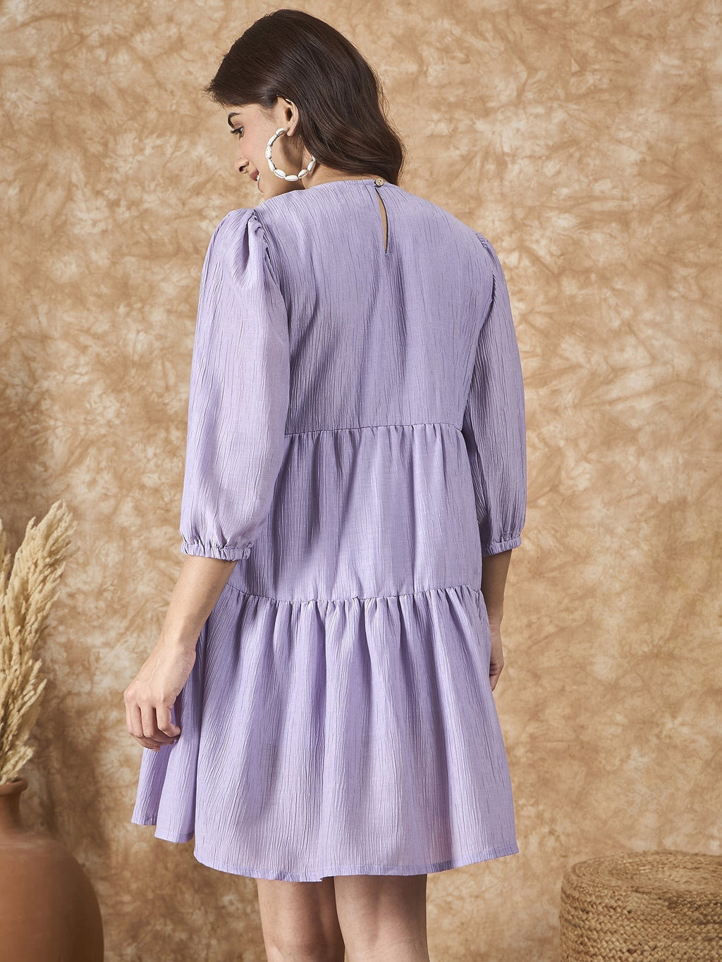 InWeave Lavender Chiffon Short Dress - Distacart