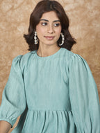 InWeave Cadet Blue Chiffon Short Dress - Distacart