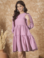 InWeave Mulberry Pink Chiffon Short Dress - Distacart