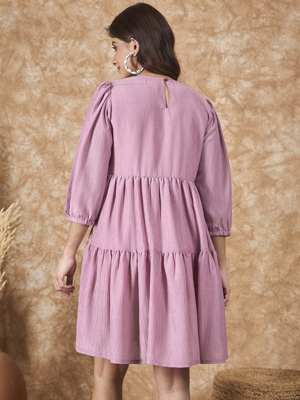 InWeave Mulberry Pink Chiffon Short Dress - Distacart