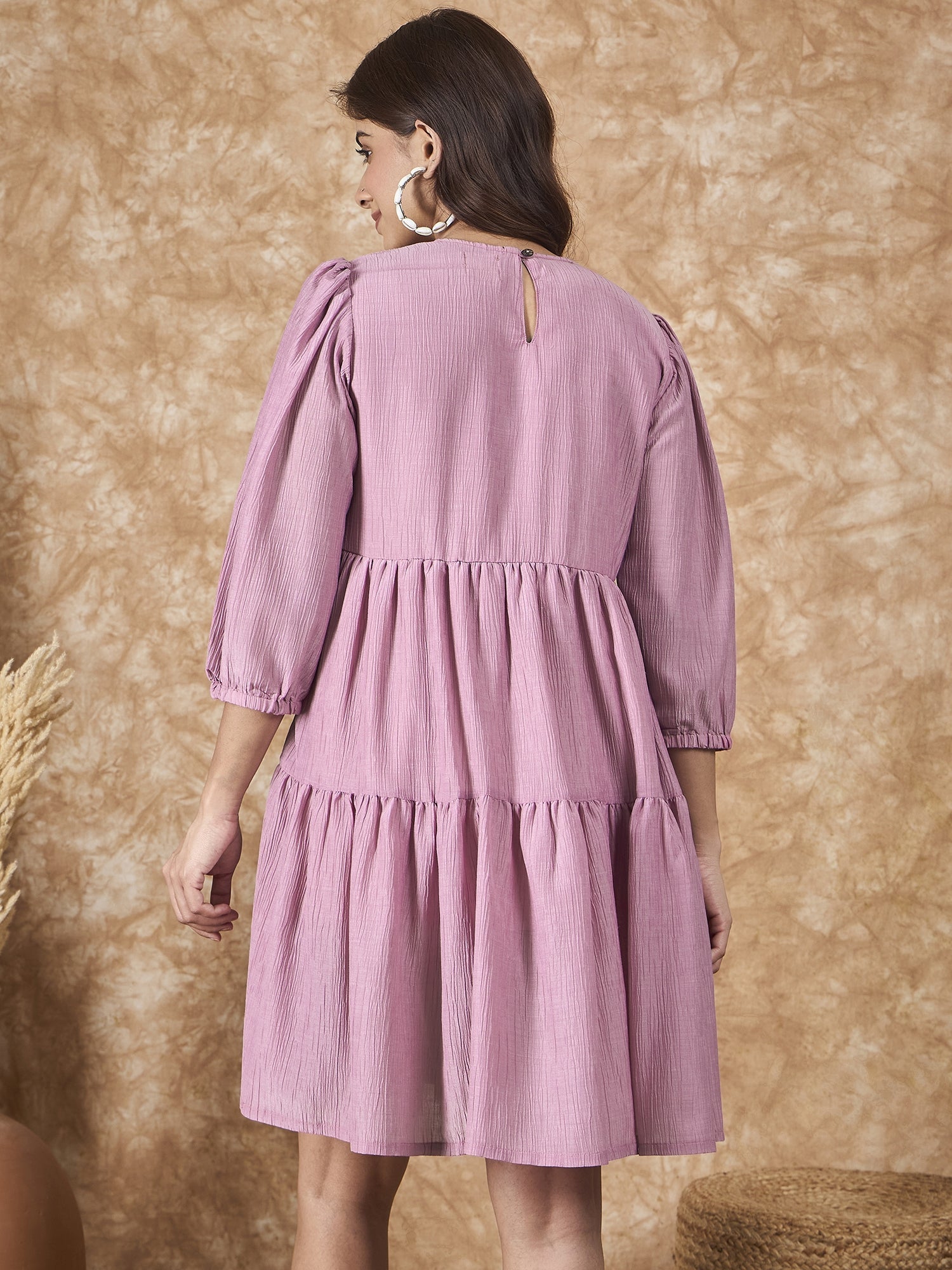 InWeave Mulberry Pink Chiffon Short Dress - Distacart
