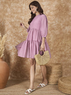 InWeave Mulberry Pink Chiffon Short Dress - Distacart