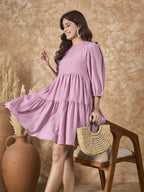 InWeave Mulberry Pink Chiffon Short Dress - Distacart