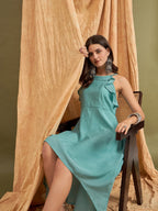 InWeave Cadet Blue Chiffon Frill Dress - Distacart