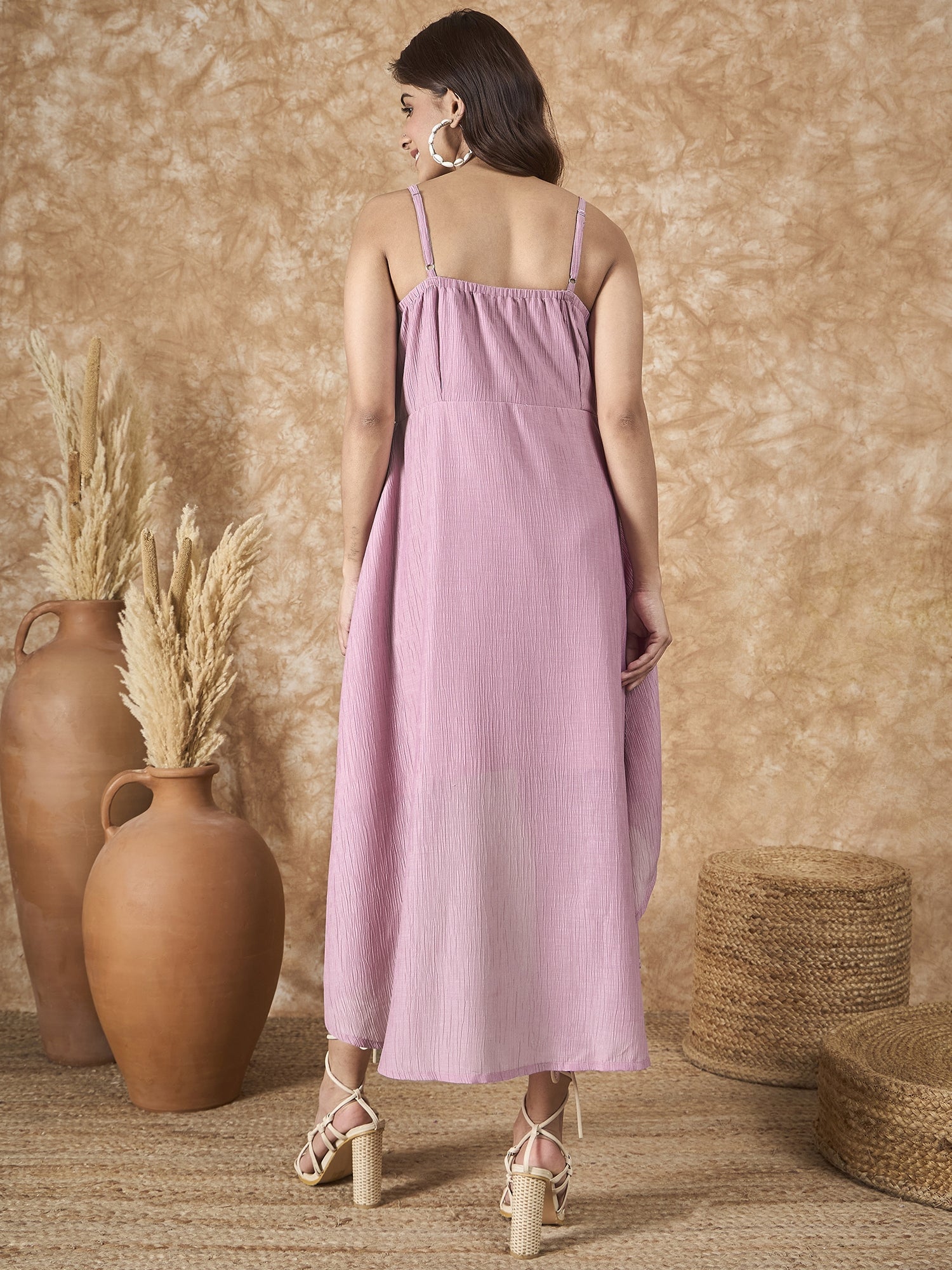 InWeave Mulberry Pink Chiffon Frill Dress - Distacart