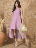 InWeave Mulberry Pink Chiffon Frill Dress - Distacart