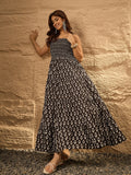 InWeave Black Arrow Ikkat Tiered Dress - Distacart