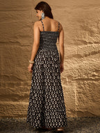 InWeave Black Arrow Ikkat Tiered Dress - Distacart