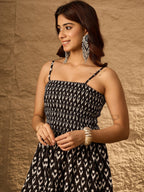 InWeave Black Arrow Ikkat Tiered Dress - Distacart