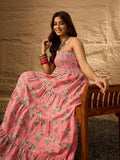 InWeave Peach Floral Print Tiered Dress - Distacart