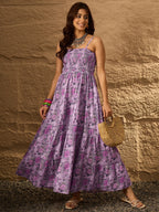 InWeave Lavender Floral Tiered Dress - Distacart