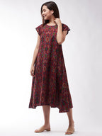 InWeave Abstract A- Line Ikkat Print Dress - Distacart