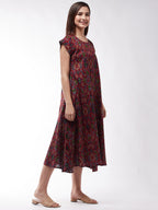 InWeave Abstract A- Line Ikkat Print Dress - Distacart