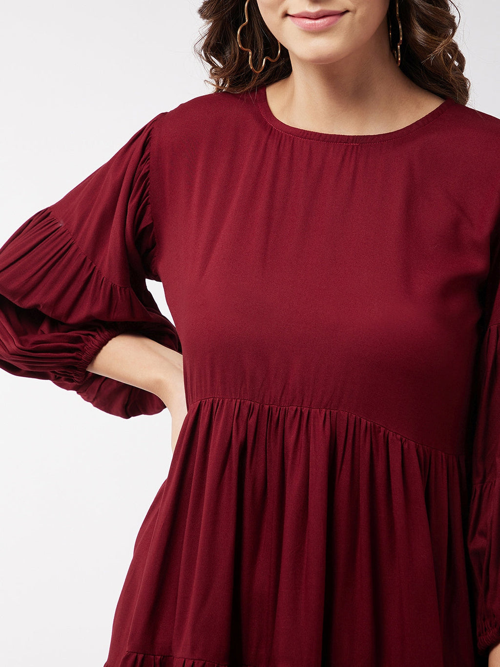 InWeave Women's Barn Red Flared Short Dress - Distacart