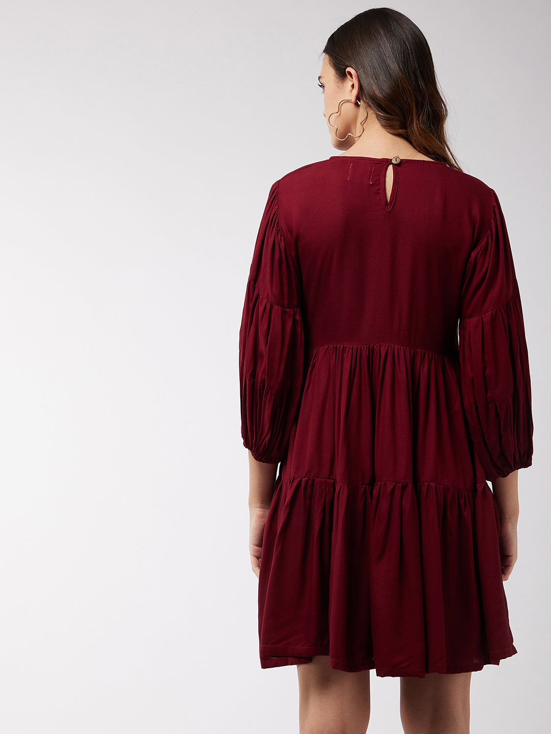 InWeave Women's Barn Red Flared Short Dress - Distacart