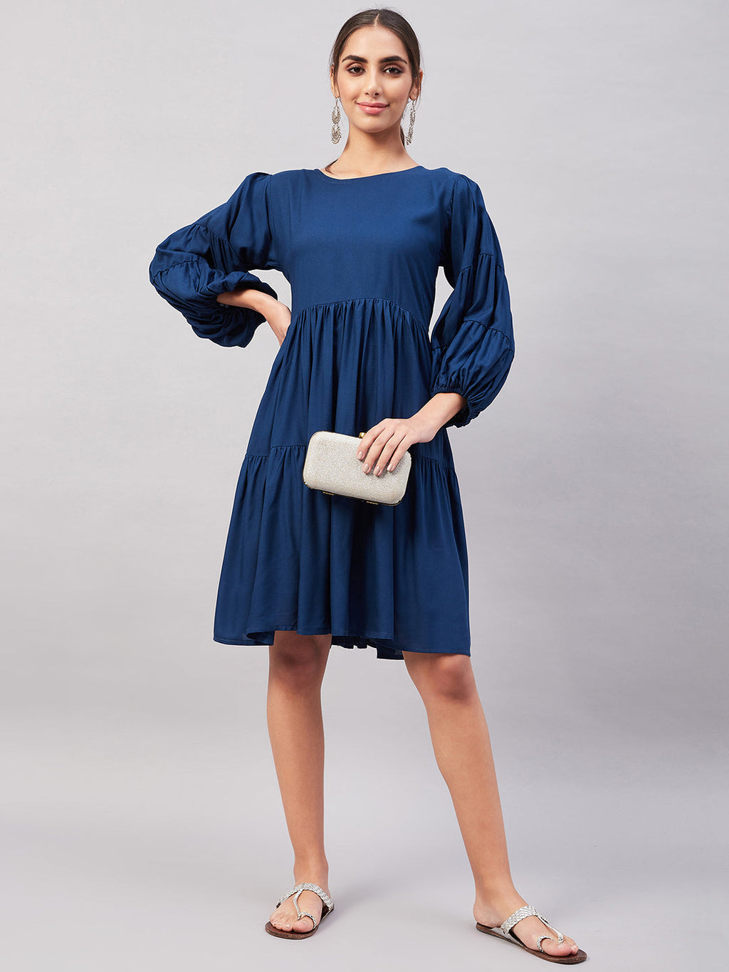 InWeave Teal Blue Flared Dress - Distacart