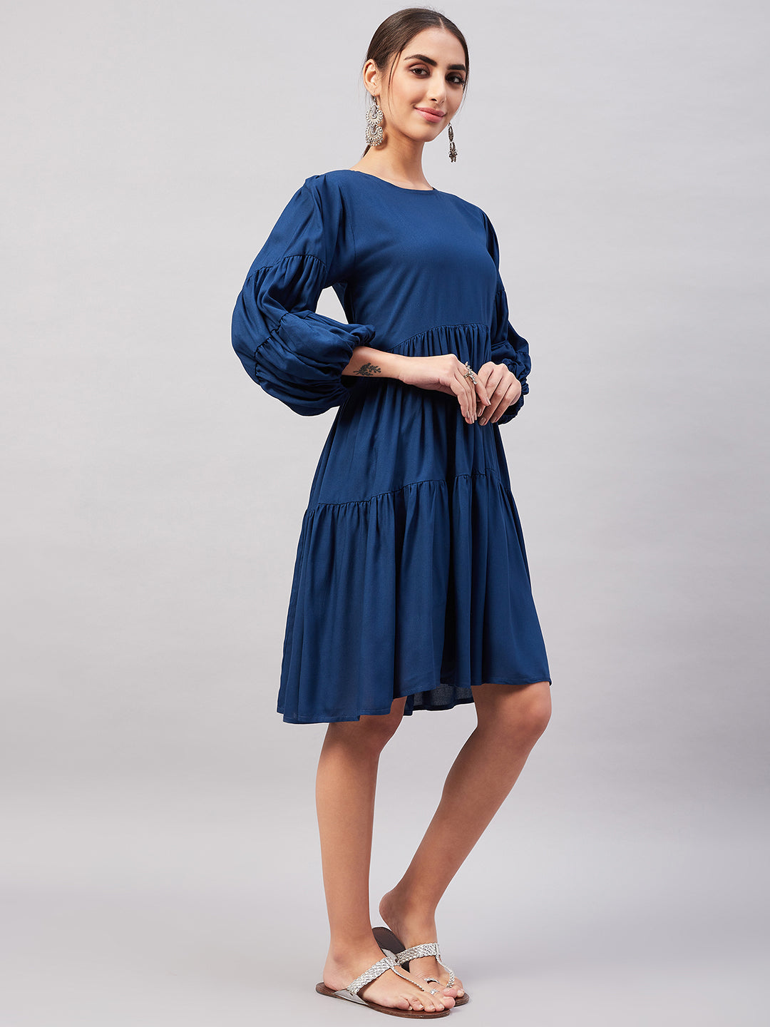 InWeave Teal Blue Flared Dress - Distacart