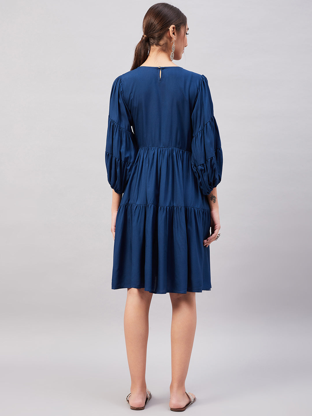 InWeave Teal Blue Flared Dress - Distacart