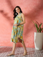InWeave Pear Green Window Print R Neck Dress - Distacart