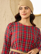 InWeave Red Green Check Dress - Distacart