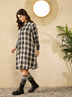InWeave Black Beige Check Dress - Distacart