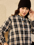 InWeave Black Beige Check Dress - Distacart