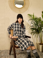 InWeave Black Beige Check Dress - Distacart