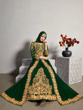 Monjolika Fashion Designer Real Georgette With Embroidered Pakistani Anarkali Suits In Dark Green Color - Distacart
