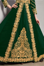 Monjolika Fashion Designer Real Georgette With Embroidered Pakistani Anarkali Suits In Dark Green Color - Distacart