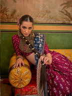 Monjolika Fashion Magenta & Navy Blue Mercerized Sigma Silk Saree with Aqua Finish