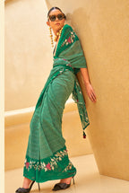 Monjolika Fashion Green Printed Georgette Contemporary Saree - Distacart