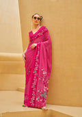 Monjolika Fashion Rani Pink Printed Georgette Contemporary Saree - Distacart