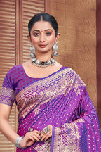 Sangam Prints violet  Silk Woven Work Traditional Saree