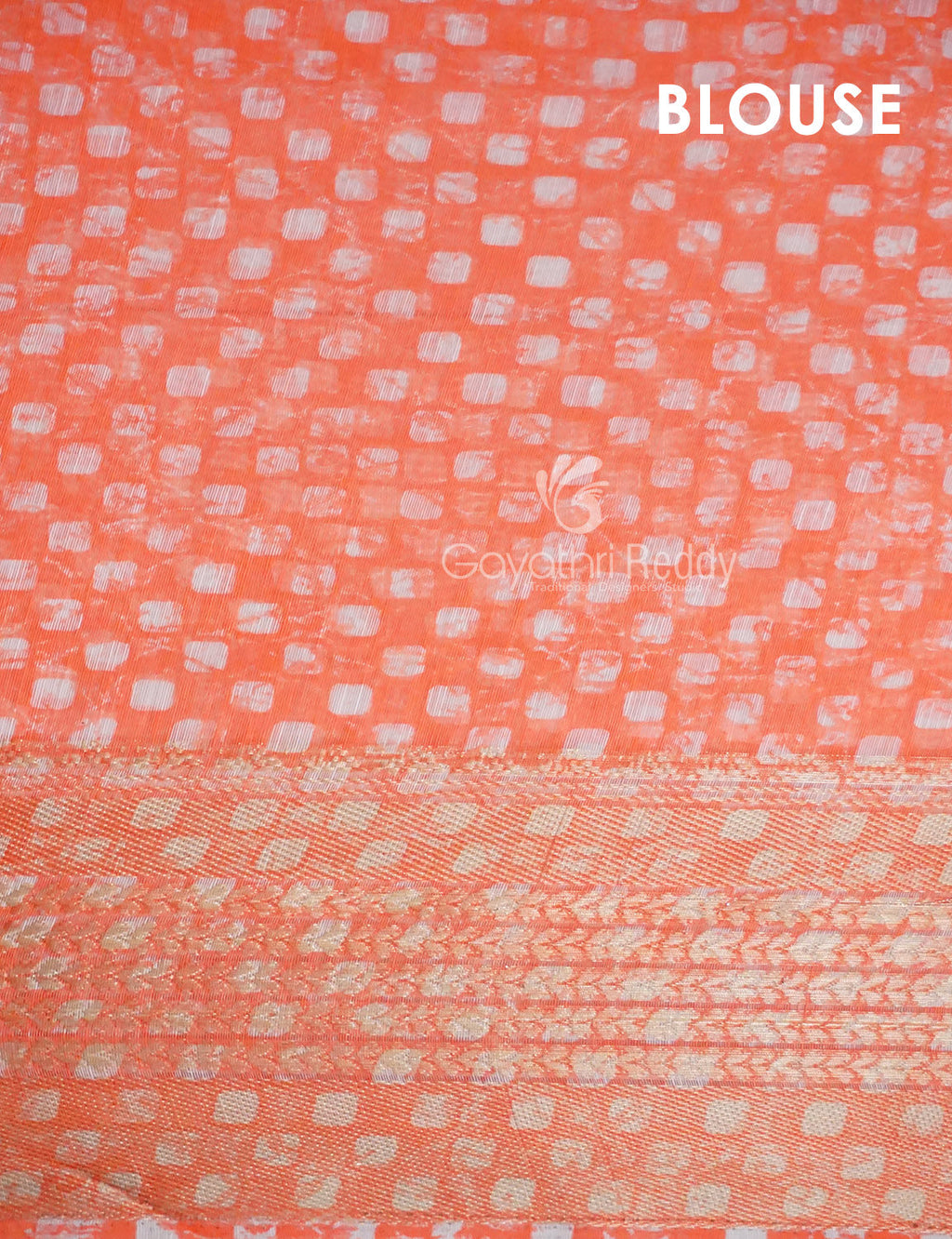Vibrant Combination of Baby Peach and Orange with Floral Design Semi Chanderi Saree By Gayathri Reddy Designer Studio - Distacart