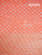 Vibrant Combination of Baby Peach and Orange with Floral Design Semi Chanderi Saree By Gayathri Reddy Designer Studio - Distacart
