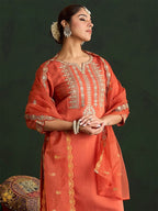Indo Era Women Ethnic Motifs Embroidered Regular Gotta Patti Kurta with Trousers & With Dupatta - Distacart